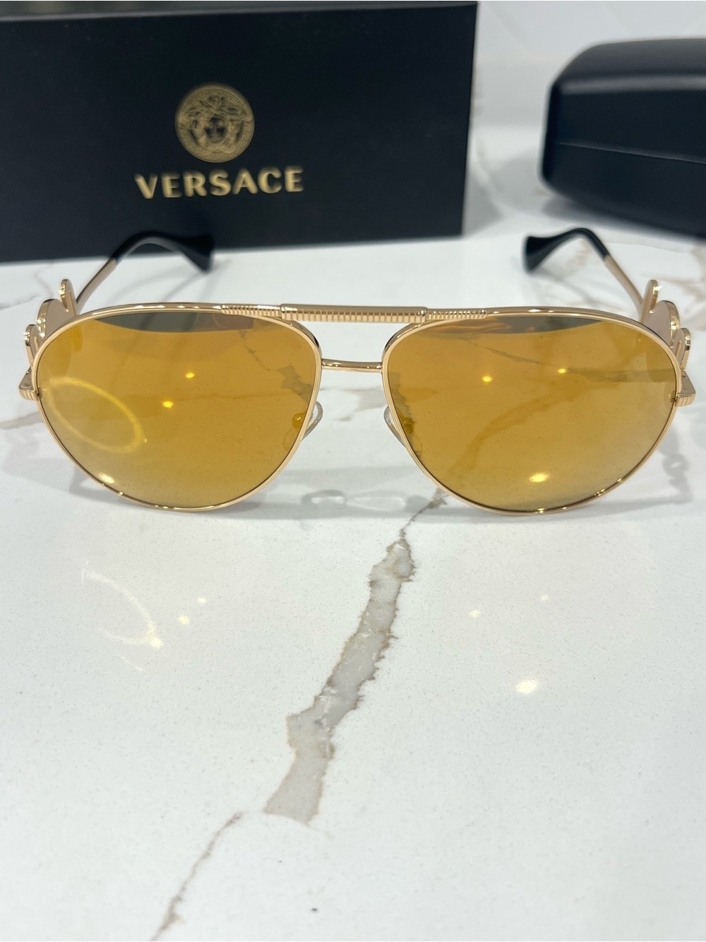 NWT VERSACE MIRROR AVIATOR SUNGLASSES